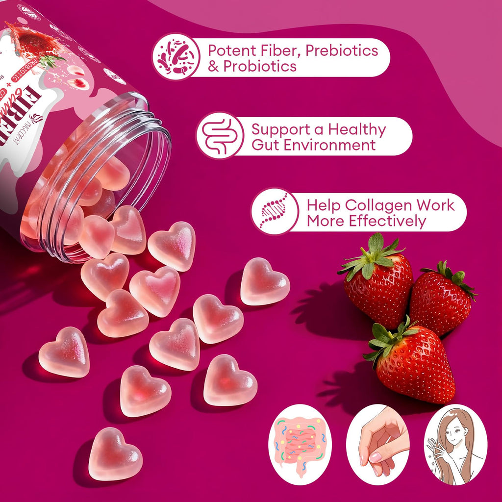 Migcopat 10G Fiber Gummies with Collagen Peptides, Hyaluronic Acid, Vitamin C, ACV, 30 Billion CFU Probiotics – Sugar Free Collagen Gummy for Skin, Hair & Nails - TrustMedUSA
