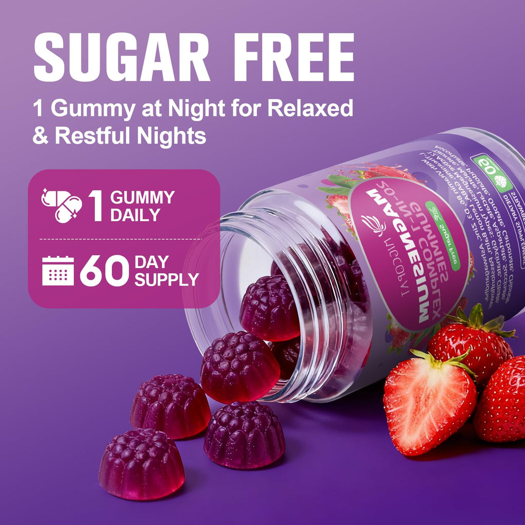 Migcopat Magnesium Complex Gummies, 20 in 1 Magnesium Gummy with Glycinate Citrate Malate Taurate - Ashwagandha, L-Theanine, D3&Zinc for Relaxation, - TrustMedUSA