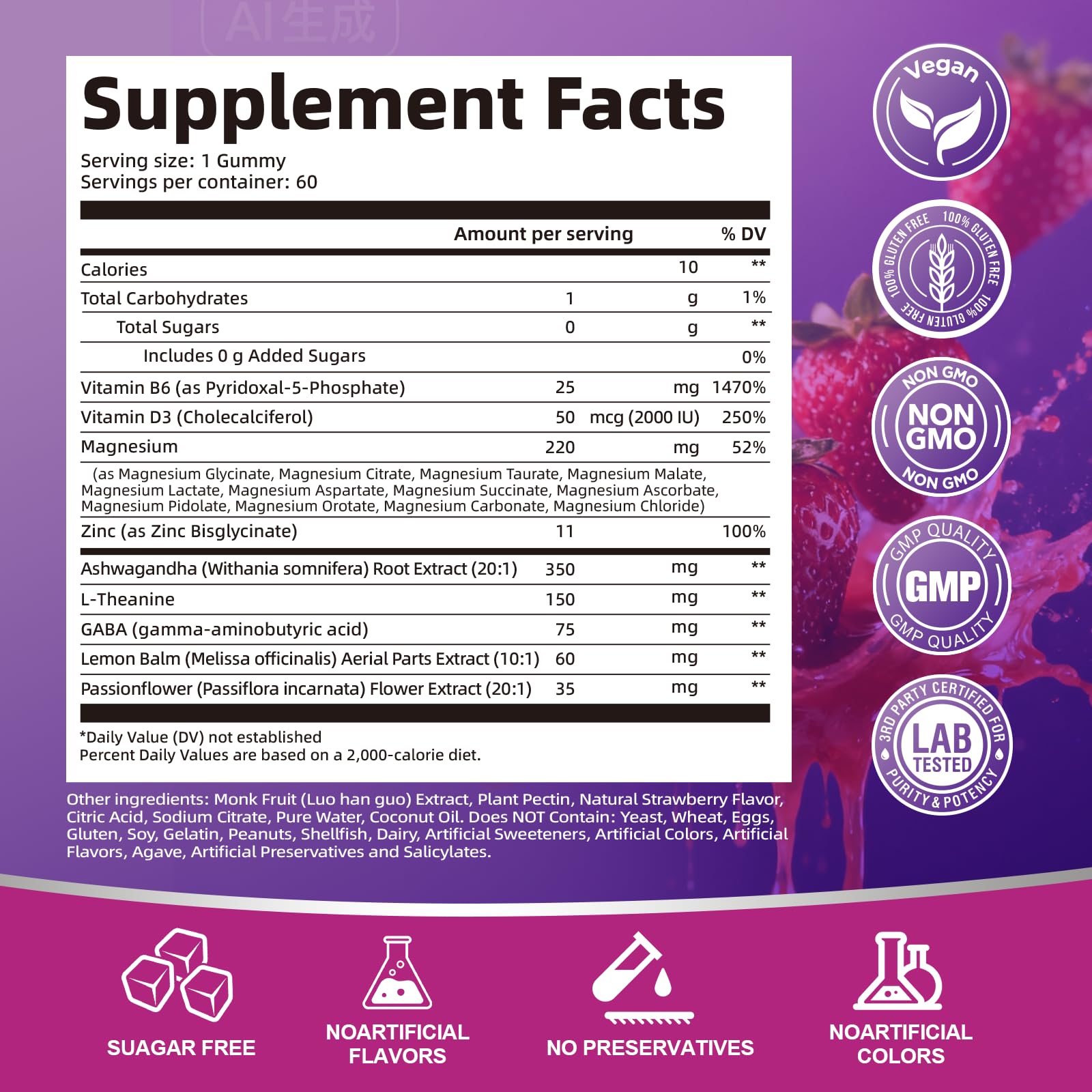 Migcopat Magnesium Complex Gummies, 20 in 1 Magnesium Gummy with Glycinate Citrate Malate Taurate - Ashwagandha, L-Theanine, D3&Zinc for Relaxation, - TrustMedUSA