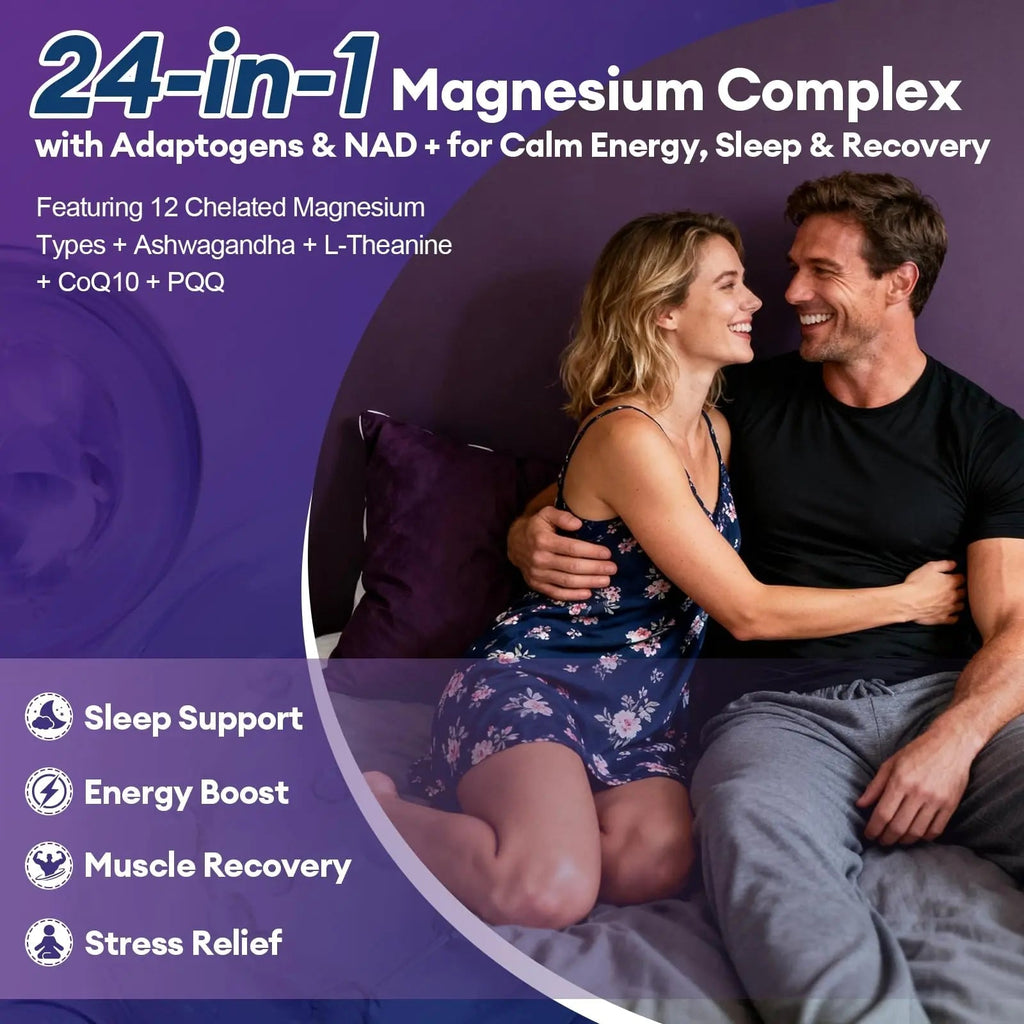 Migcopat Magnesium Complex w/Magnesium Glycinate, Malate, Citrate | 24-in-1 Magnesium Supplement w/Ashwagandha, L-Theanine & NAD+ | Supports Calm, Energy, Muscle & Sleep | Non-GMO, 120 Vegan Caps - TrustMedUSA