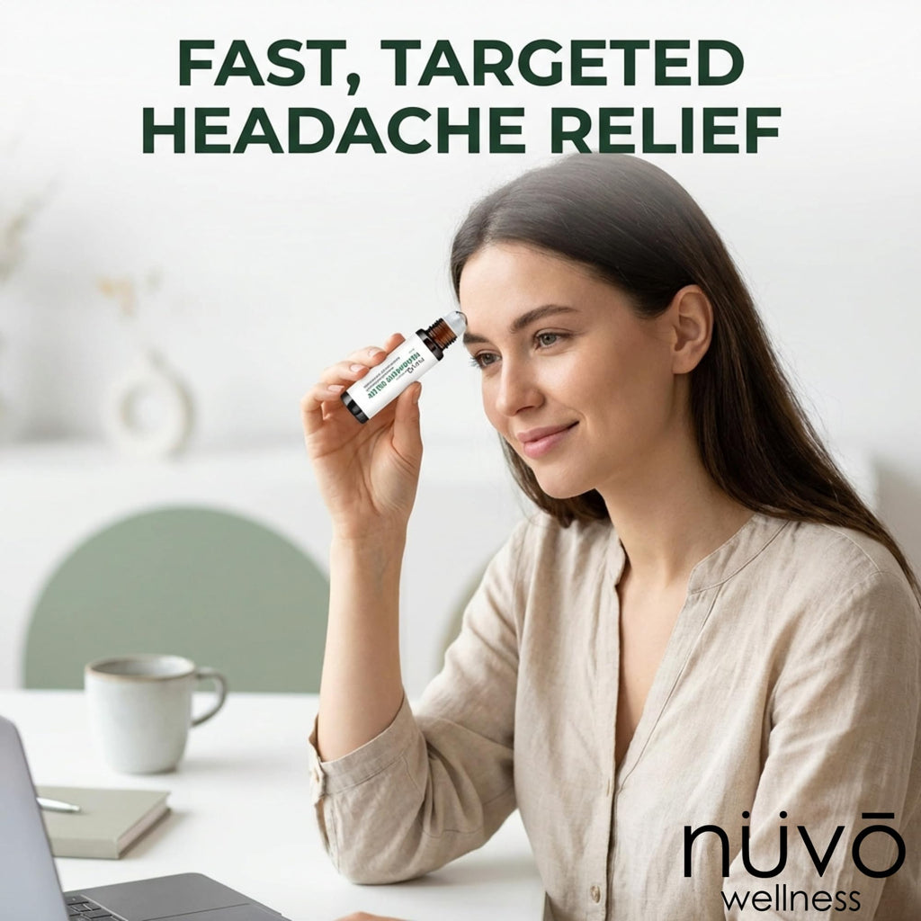 Migraine Relief Roll-On, Made with Peppermint, Lavender, Eucalyptus, & Other Aromatherapy Essential Oils, for Headaches, and Sore Muscles - TrustMedUSA