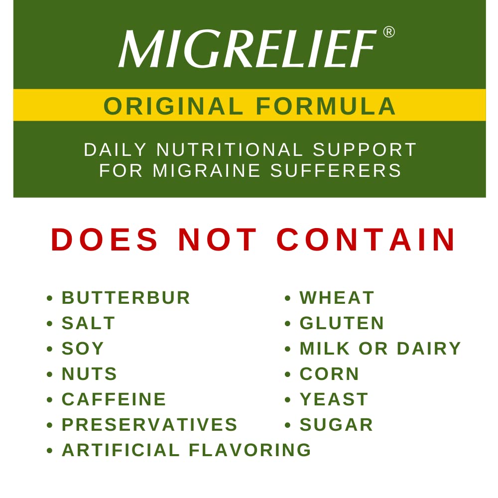 MigreLief Original Triple Therapy with Puracol - Nutritional Support for Migraine Sufferers - 60 Caplets/1 Month Supply - TrustMedUSA