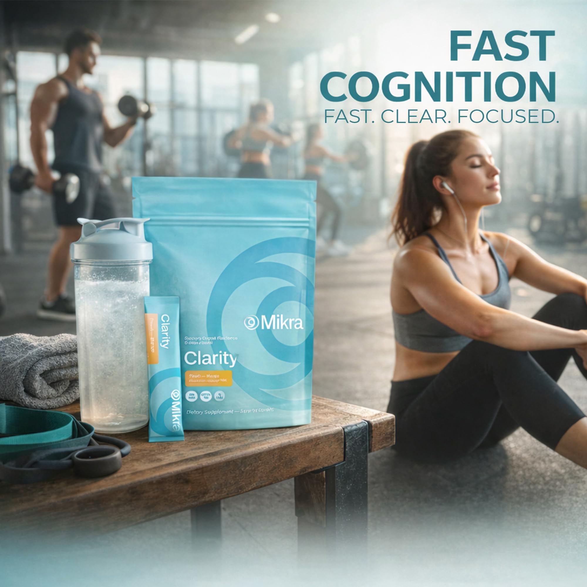 Mikra Clarity Nootropic Focus Drink Mix - Daily Cognitive & Calm Support Formula with Citicoline, Lion’s Mane & L-Theanine - Calm Drink Mix & Focus Aid for Energy and Clarity - 14 Single-Serve Sachets - Maple Wellness Supplements