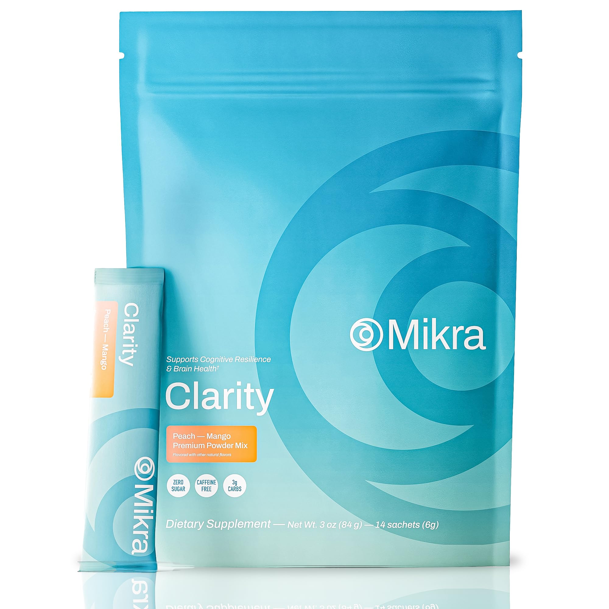 Mikra Clarity Nootropic Focus Drink Mix - Daily Cognitive & Calm Support Formula with Citicoline, Lion’s Mane & L-Theanine - Calm Drink Mix & Focus Aid for Energy and Clarity - 14 Single-Serve Sachets - Maple Wellness Supplements