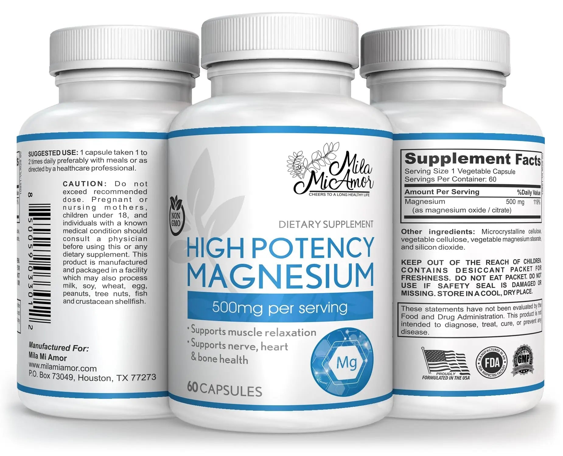 Milamiamor High Potency Magnesium | Whole Body Support | Heart, Nerve and Bone - TrustMedUSA