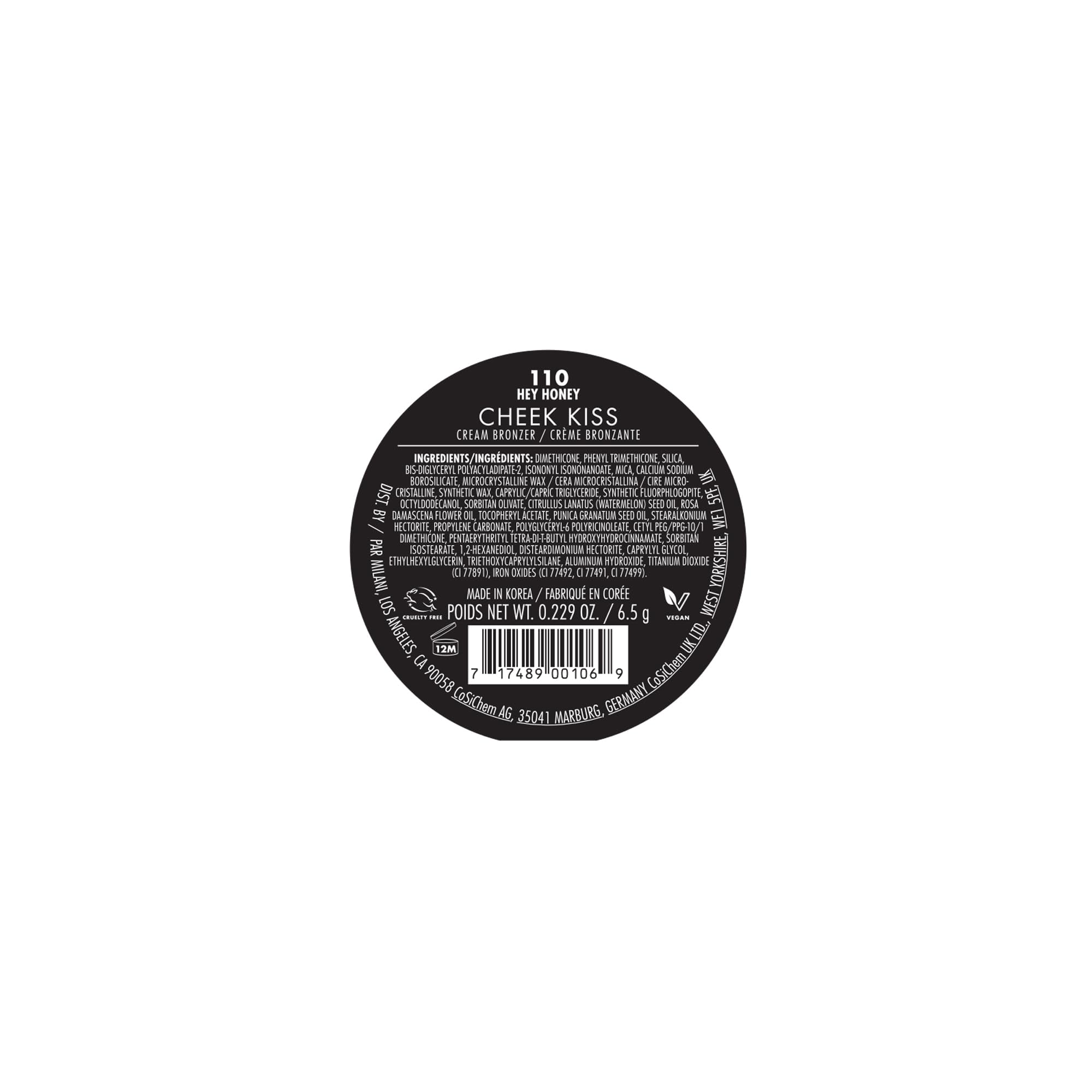 Milani Cheek Kiss Cream Bronzer, 110 - Hey Honey, Vegan & Cruelty-Free, Made in Korea, Lightweight Glow, Soft Matte Finish - TrustMedUSA