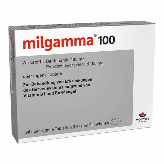 Milgamma 100 mg vitamin B1 + vitamin B6 tablets, 30 pcs - TrustMedUSA