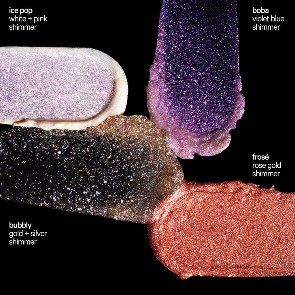Milk Makeup Cooling Water Jelly Shimmer – Buildable Face + Body Highlighter Stick for Sheer Shimmery Glow – Long-Lasting, Hydrating, Glitter Free Formula – Boba (Violet Blue), 0.17oz - TrustMedUSA