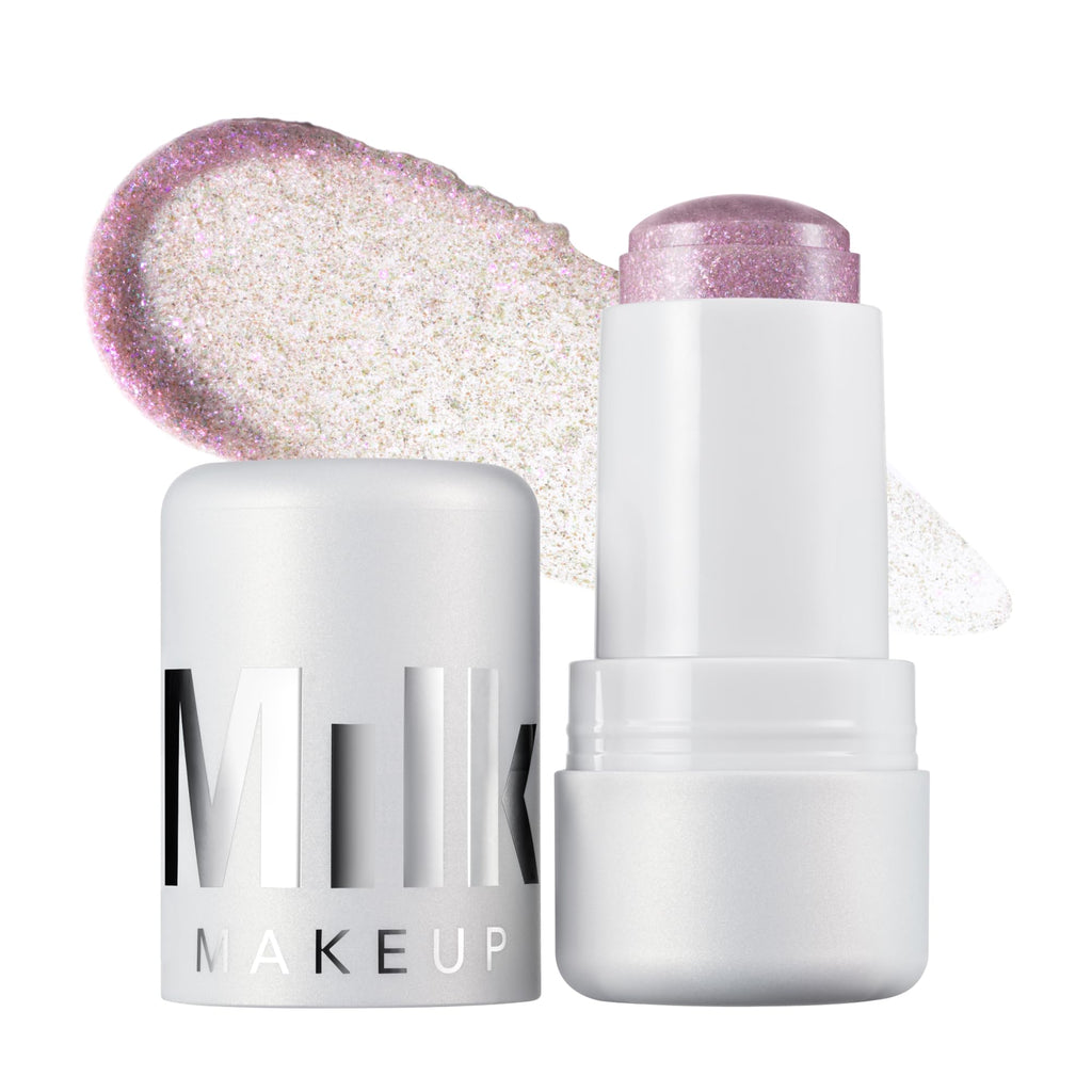 Milk Makeup Cooling Water Jelly Shimmer – Buildable Face + Body Highlighter Stick for Sheer Shimmery Glow – Long-Lasting, Hydrating, Glitter Free Formula – Boba (Violet Blue), 0.17oz - TrustMedUSA