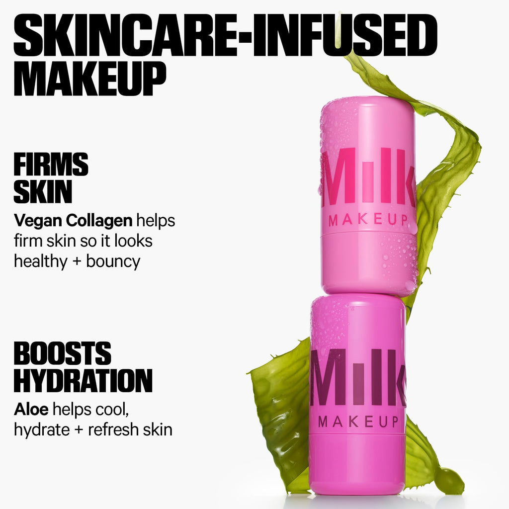 Milk Makeup Cooling Water Jelly Tint – Long-Lasting Sheer Lip + Cheek Stain with Firming Vegan Collagen + Hydrating Aloe – Transfer Proof, Buildable Lip Tint + Blush – Chill (Red), 0.17 oz - TrustMedUSA