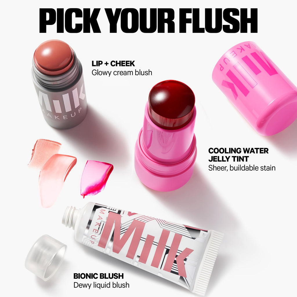 Milk Makeup Cooling Water Jelly Tint – Long-Lasting Sheer Lip + Cheek Stain with Firming Vegan Collagen + Hydrating Aloe – Transfer Proof, Buildable Lip Tint + Blush – Chill (Red), 0.17 oz - TrustMedUSA