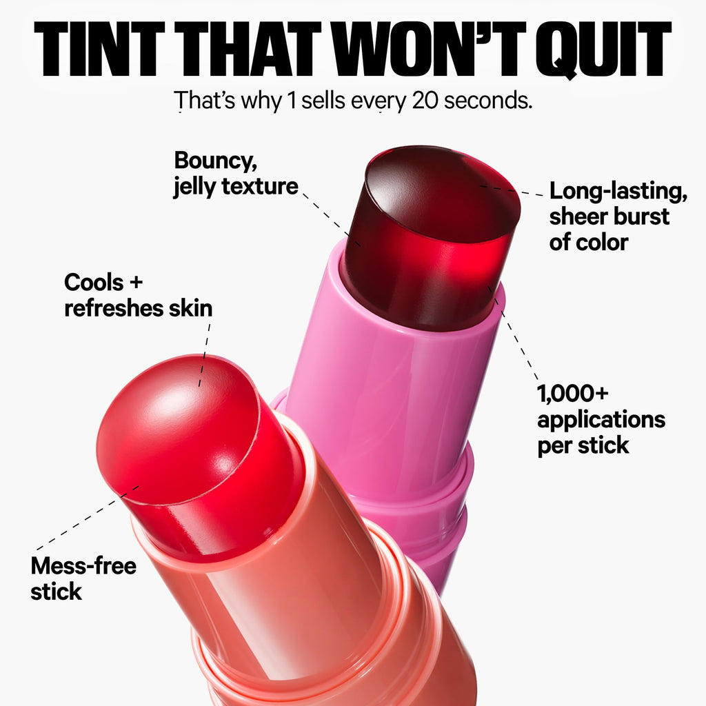 Milk Makeup Cooling Water Jelly Tint – Long-Lasting Sheer Lip + Cheek Stain with Firming Vegan Collagen + Hydrating Aloe – Transfer Proof, Buildable Lip Tint + Blush – Chill (Red), 0.17 oz - TrustMedUSA
