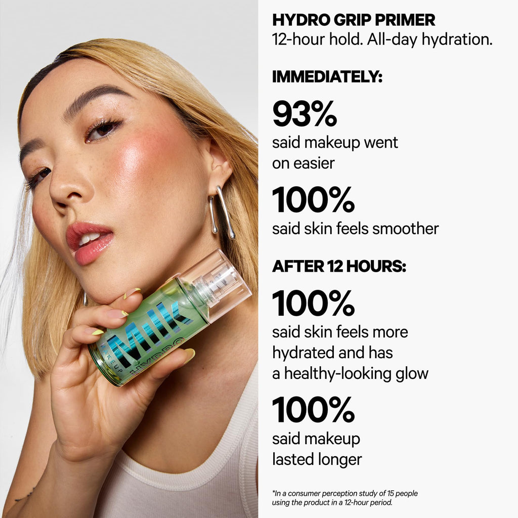 Milk Makeup Hydro Grip Primer with Hyaluronic Acid + Niacinamide – Hydrating Face Primer Grips Makeup for Up to 12 Hours – Silicone-Free, Lightweight Gel with Dewy Finish – 0.33 oz - TrustMedUSA