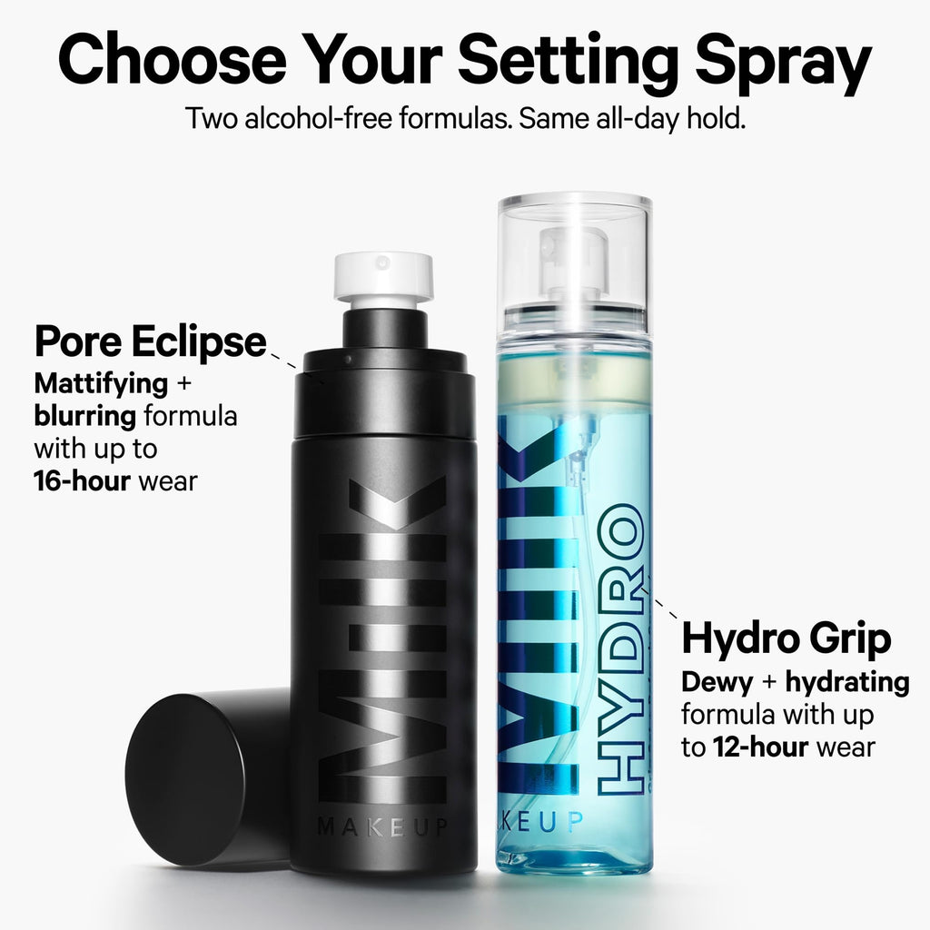Milk Makeup Hydro Grip Set + Refresh Spray with Hyaluronic Acid – Sets Makeup + Hydrates Skin for Up to 12 Hours – Long-Lasting, Alcohol-Free Facial Mist for Dewy, Radiant Skin – 1.69 oz - TrustMedUSA