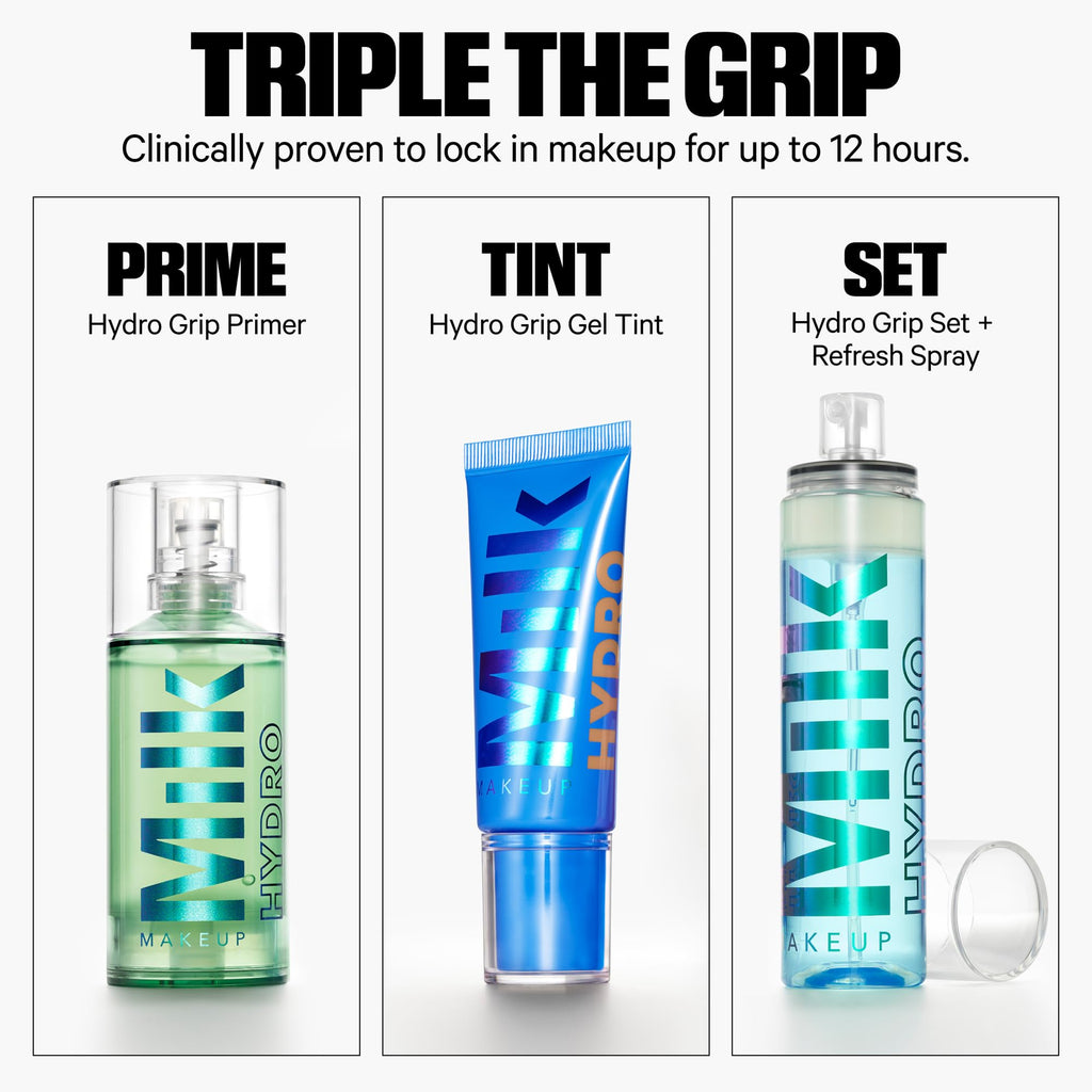 Milk Makeup Hydro Grip Set + Refresh Spray with Hyaluronic Acid – Sets Makeup + Hydrates Skin for Up to 12 Hours – Long-Lasting, Alcohol-Free Facial Mist for Dewy, Radiant Skin – 1.69 oz - TrustMedUSA