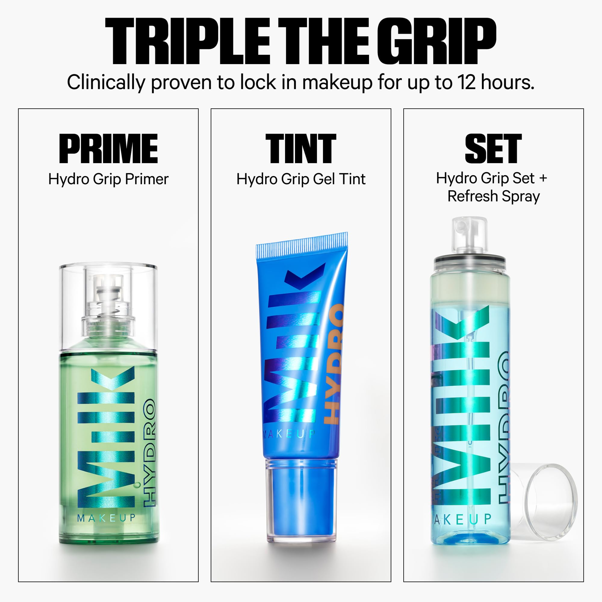 Milk Makeup Hydro Grip Set + Refresh Spray with Hyaluronic Acid – Sets Makeup + Hydrates Skin for Up to 12 Hours – Long-Lasting, Alcohol-Free Facial Mist for Dewy, Radiant Skin – 1.69 oz - TrustMedUSA