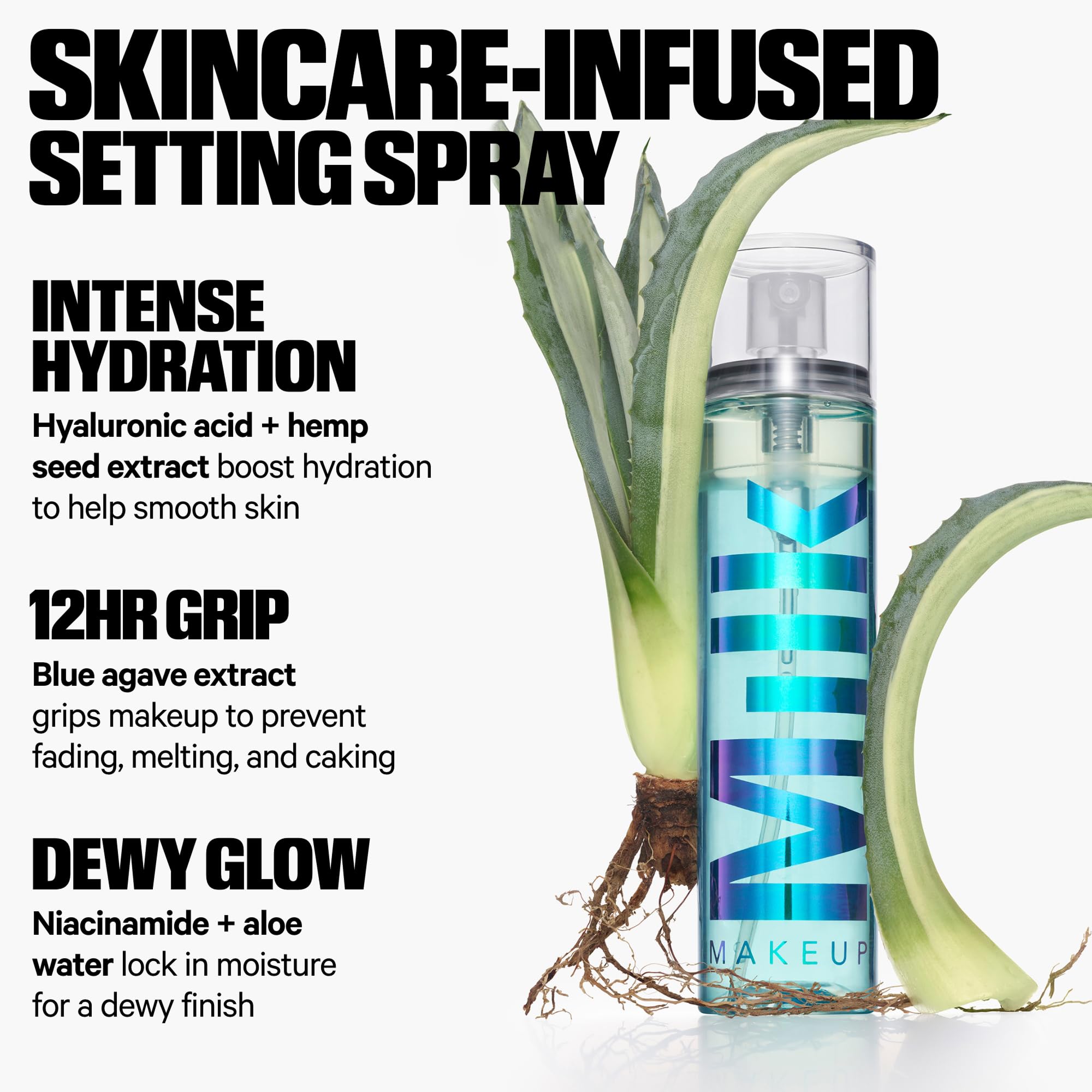 Milk Makeup Hydro Grip Set + Refresh Spray with Hyaluronic Acid – Sets Makeup + Hydrates Skin for Up to 12 Hours – Long-Lasting, Alcohol-Free Facial Mist for Dewy, Radiant Skin – 1.69 oz - TrustMedUSA