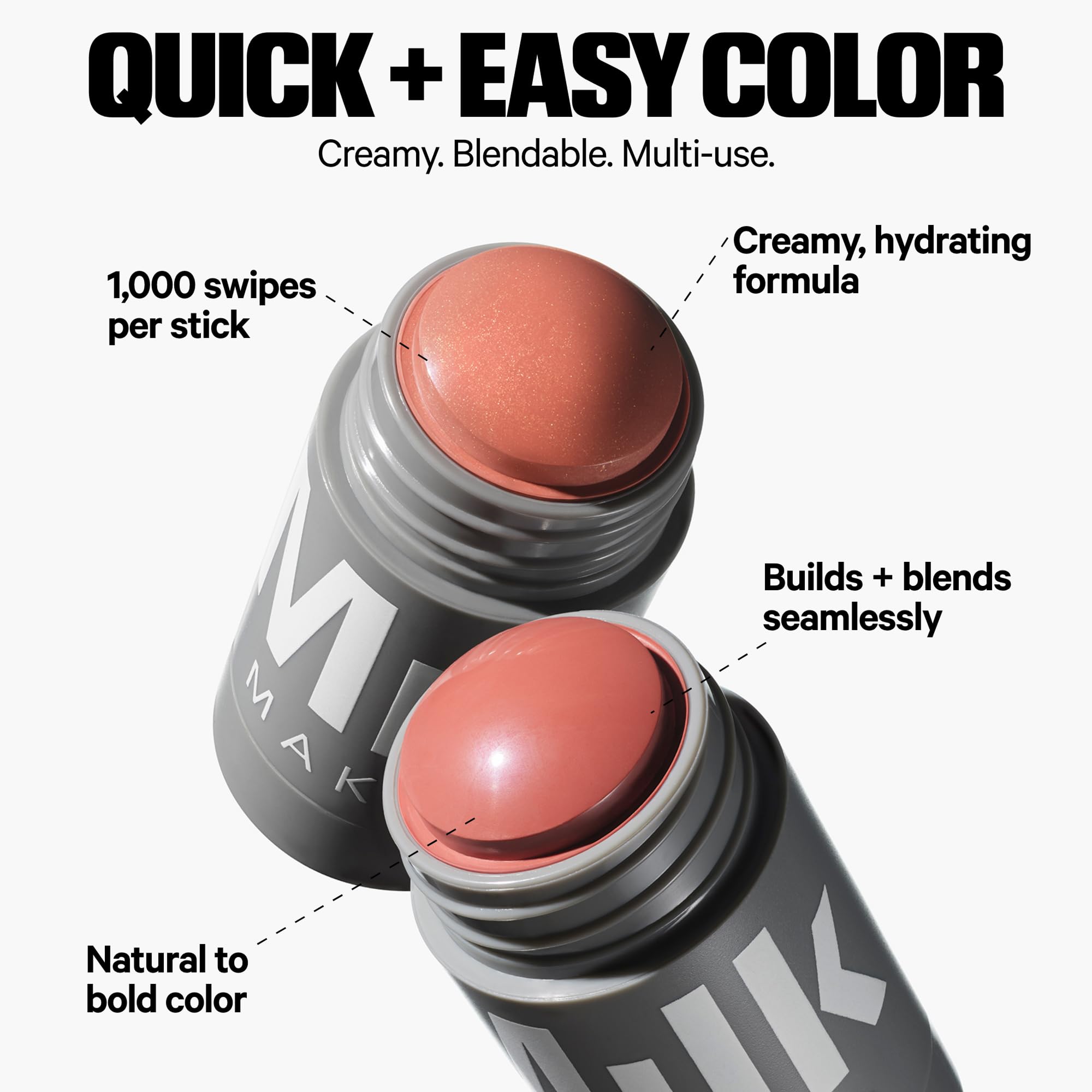 Milk Makeup Lip + Cheek Stick – Buildable Cream Blush + Lip Color w/Hydrating Mango Butter + Avocado Oil for a Natural Flush – Long-Lasting, Multiuse, Vegan Formula – Werk (Dusty Rose), 0.21 oz - TrustMedUSA