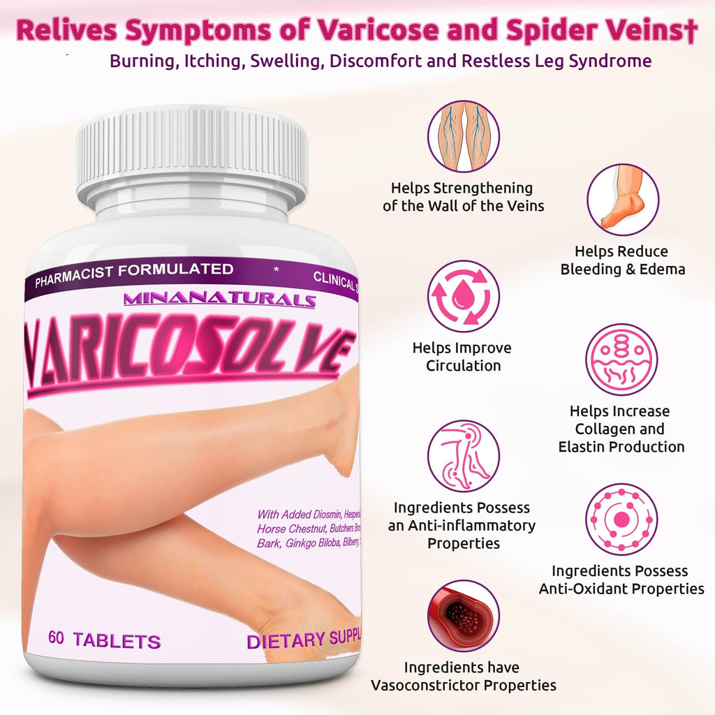 MINANATURALS VARICOSOLVE The Natural Supplement for Leg Veins. 60 Tablets - TrustMedUSA