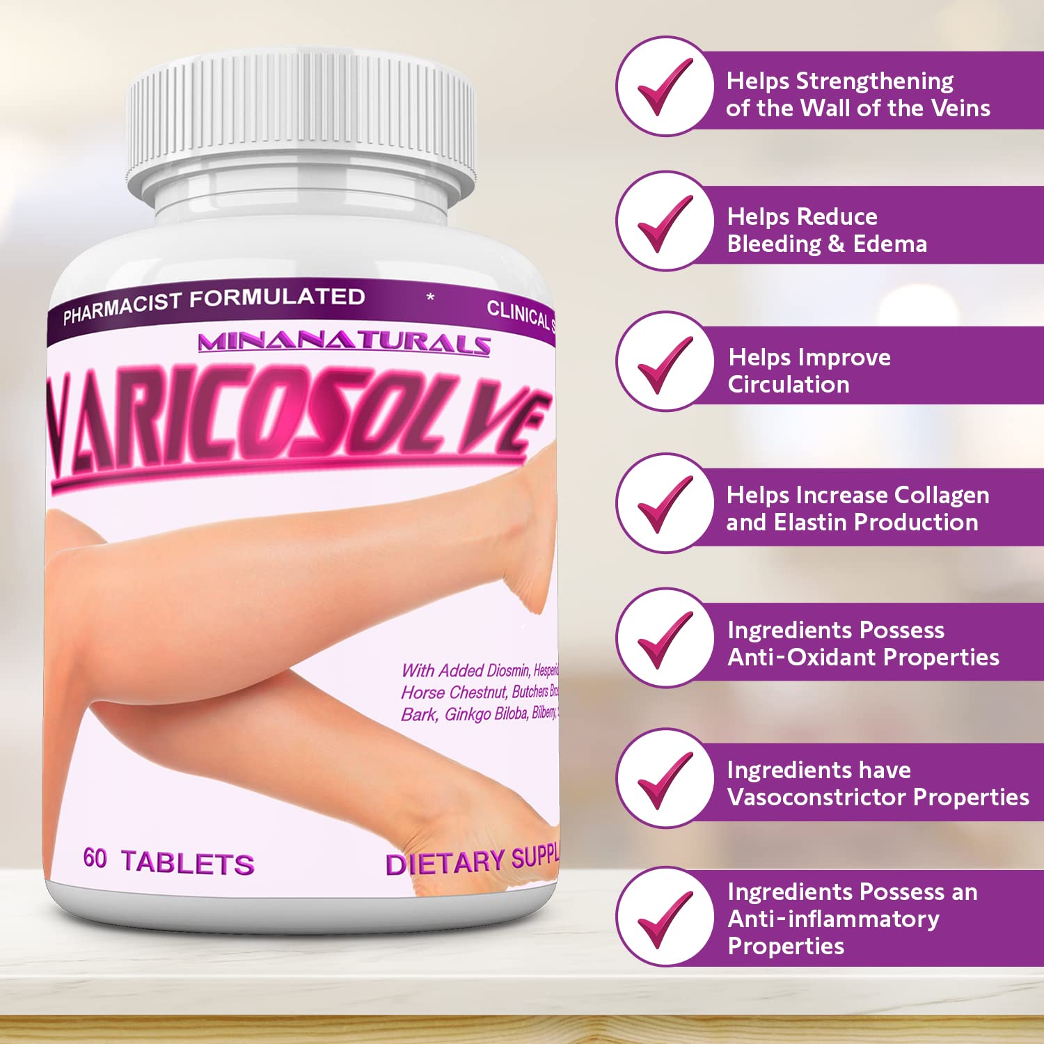 MINANATURALS VARICOSOLVE The Natural Supplement for Leg Veins. 60 Tablets - TrustMedUSA