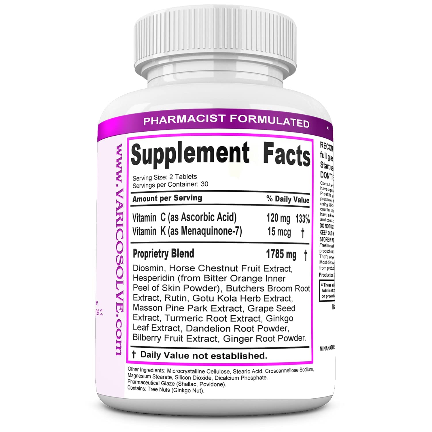 MINANATURALS VARICOSOLVE The Natural Supplement for Leg Veins. 60 Tablets - TrustMedUSA