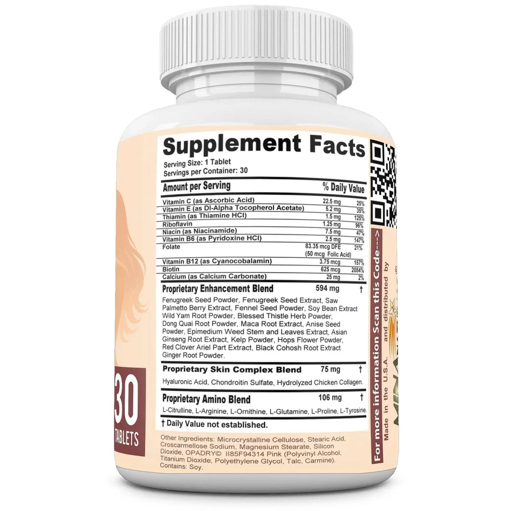 MINANATURALS VELVIRA Feminine Wellness Support Supplement for Women Herbal Rejuvenation Formula with Vitamins, Amino Acids & Collagen 30 Tablets - TrustMedUSA