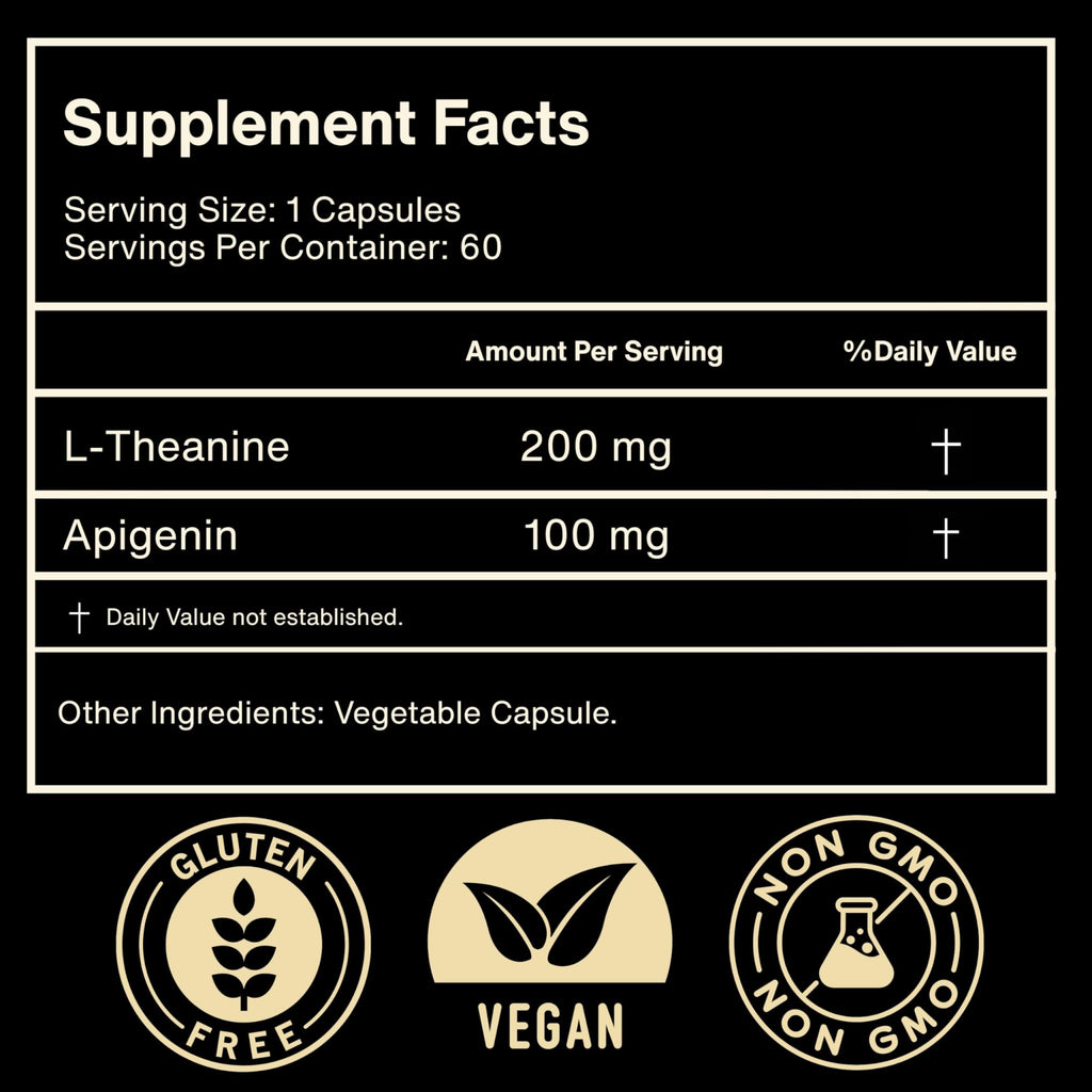 Mindvance Apigenin 100mg with L-Theanine 200mg Supplement Capsules for Sleep Support, Relaxation, Clarity & Calm | Melatonin Free | 60 Vegan Capsules - TrustMedUSA