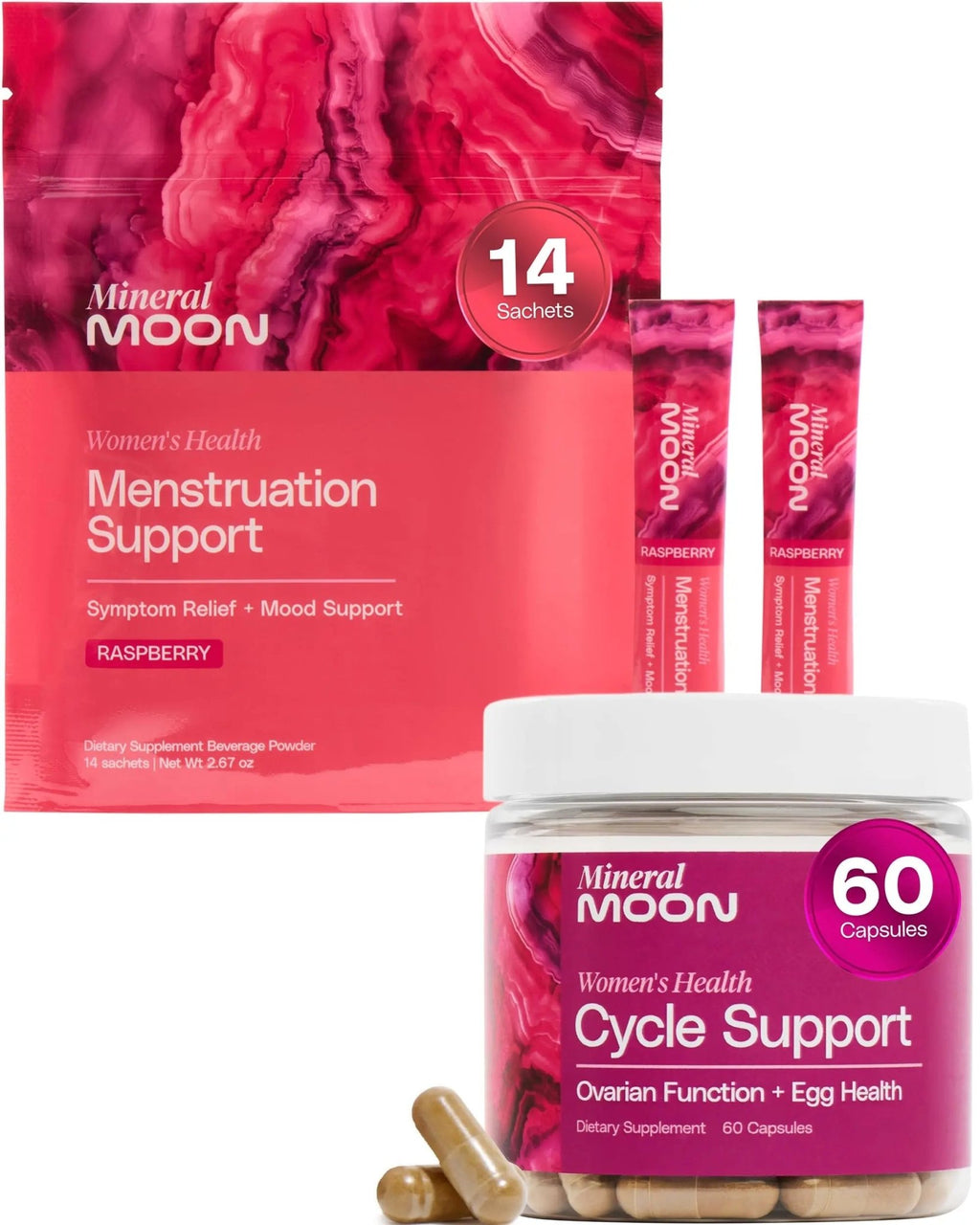 Mineral Moon Hormonal Support Bundle - Menstrual Supplement + Cycle Support - Aid Ovulation, Hormonal Balance & PMS Support - Reduce Period Cramps & Fatigue - Antioxidant Ovarian Support Vitamins - TrustMedUSA