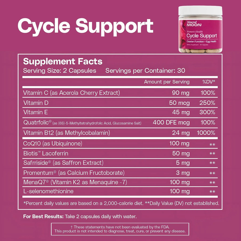 Mineral Moon Hormonal Support Bundle - Menstrual Supplement + Cycle Support - Aid Ovulation, Hormonal Balance & PMS Support - Reduce Period Cramps & Fatigue - Antioxidant Ovarian Support Vitamins - TrustMedUSA