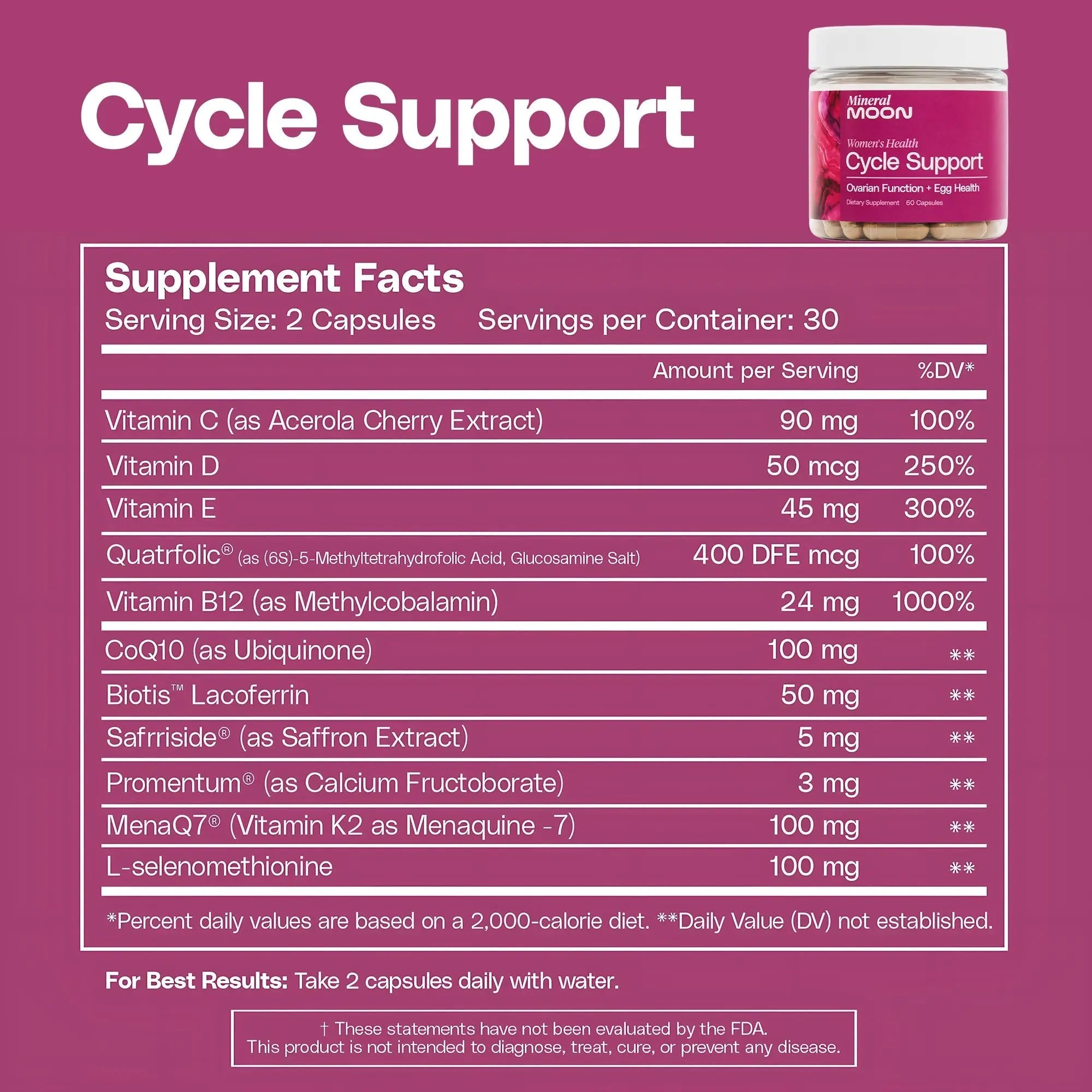 Mineral Moon Hormonal Support Bundle - Menstrual Supplement + Cycle Support - Aid Ovulation, Hormonal Balance & PMS Support - Reduce Period Cramps & Fatigue - Antioxidant Ovarian Support Vitamins - TrustMedUSA