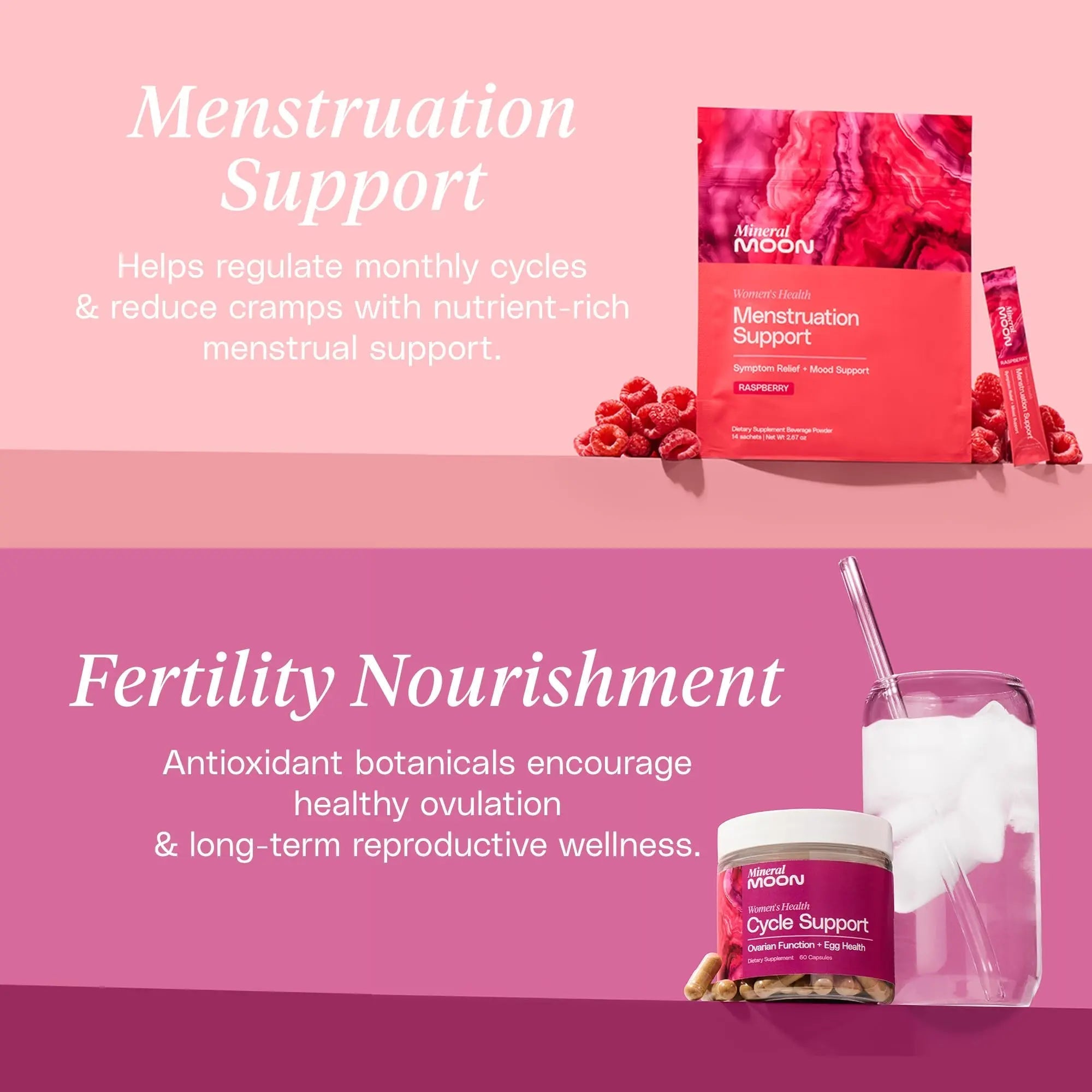 Mineral Moon Hormonal Support Bundle - Menstrual Supplement + Cycle Support - Aid Ovulation, Hormonal Balance & PMS Support - Reduce Period Cramps & Fatigue - Antioxidant Ovarian Support Vitamins - TrustMedUSA