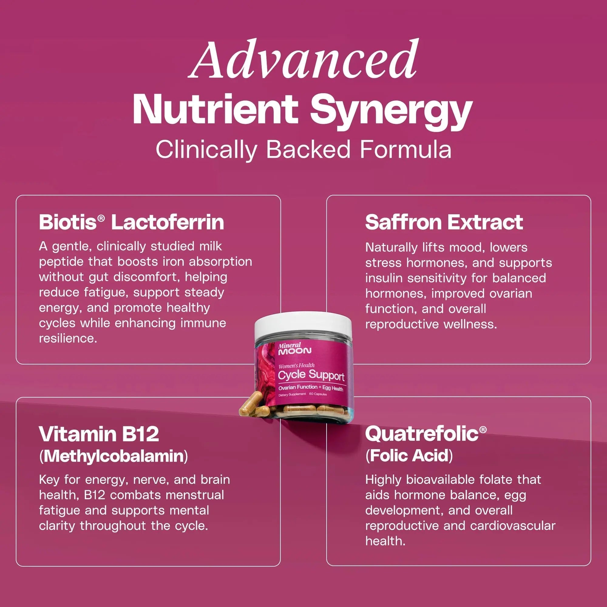 Mineral Moon Hormonal Support Bundle - Menstrual Supplement + Cycle Support - Aid Ovulation, Hormonal Balance & PMS Support - Reduce Period Cramps & Fatigue - Antioxidant Ovarian Support Vitamins - TrustMedUSA