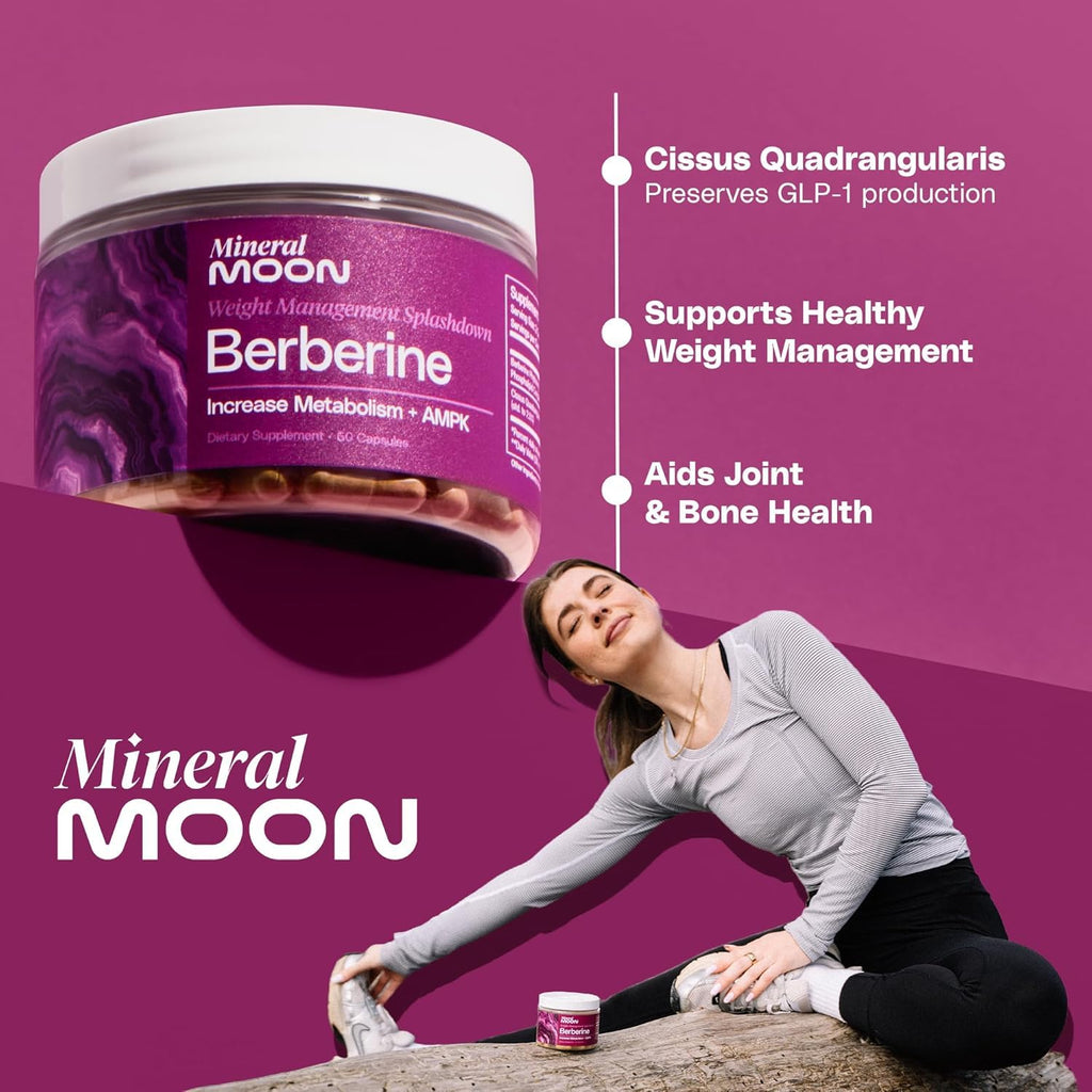 Mineral Moon Premium Berberine Supplement Body Composition, 60 Capsules - with Cissus Quadrangularis & Berberine Phytosome - Supports Overall Wellness - TrustMedUSA