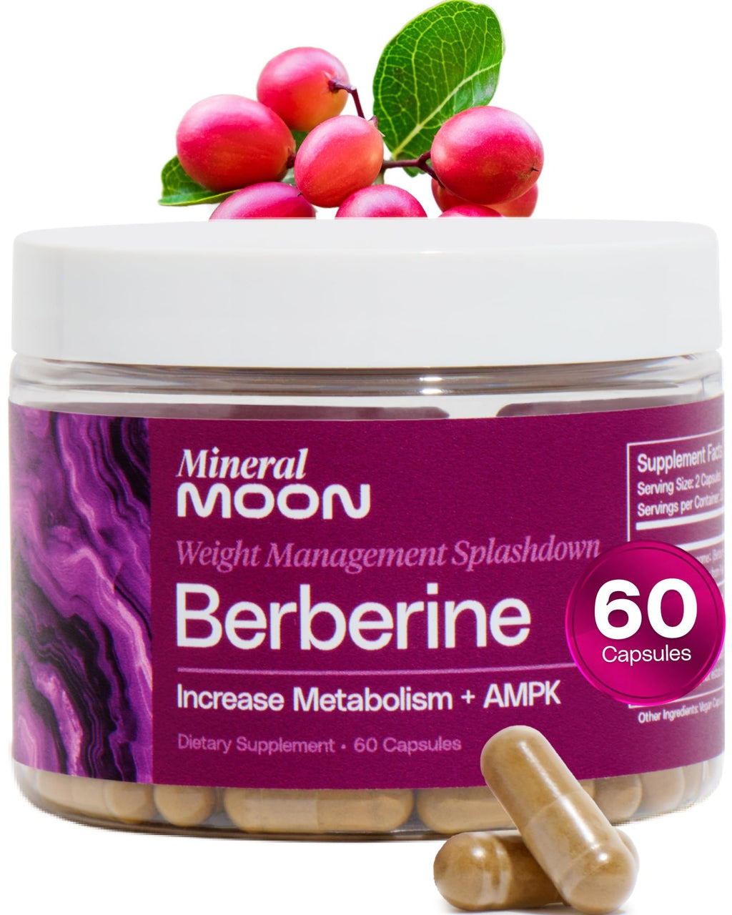Mineral Moon Premium Berberine Supplement Body Composition, 60 Capsules - with Cissus Quadrangularis & Berberine Phytosome - Supports Overall Wellness - TrustMedUSA