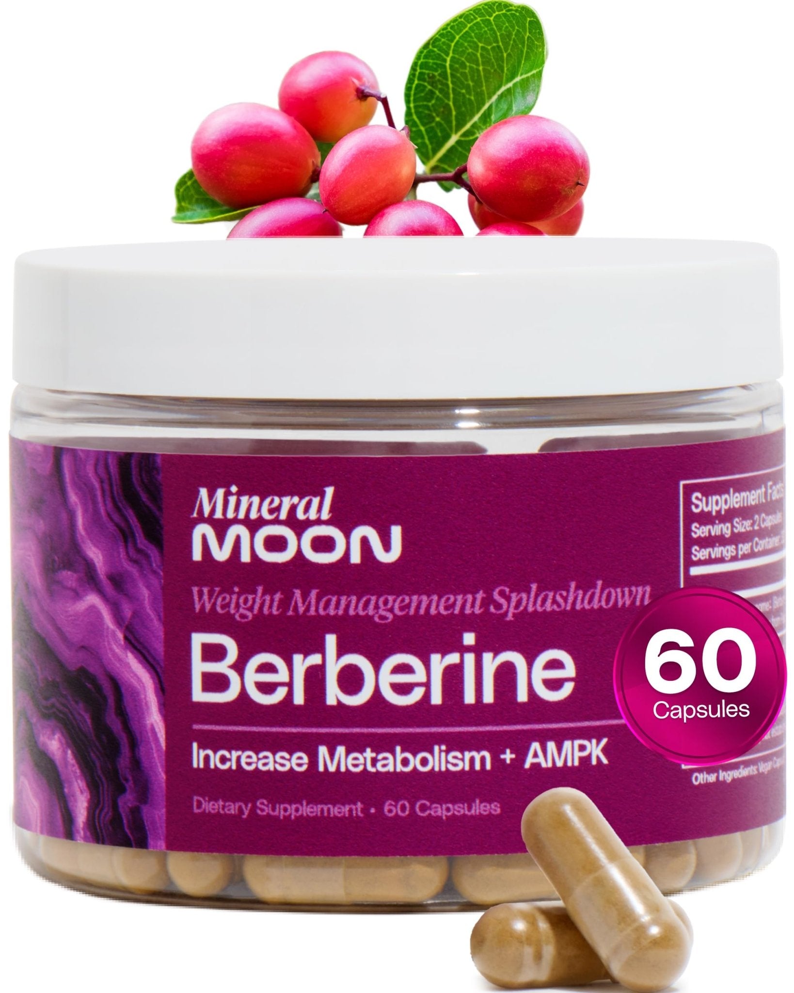 Mineral Moon Premium Berberine Supplement Body Composition, 60 Capsules - with Cissus Quadrangularis & Berberine Phytosome - Supports Overall Wellness - TrustMedUSA