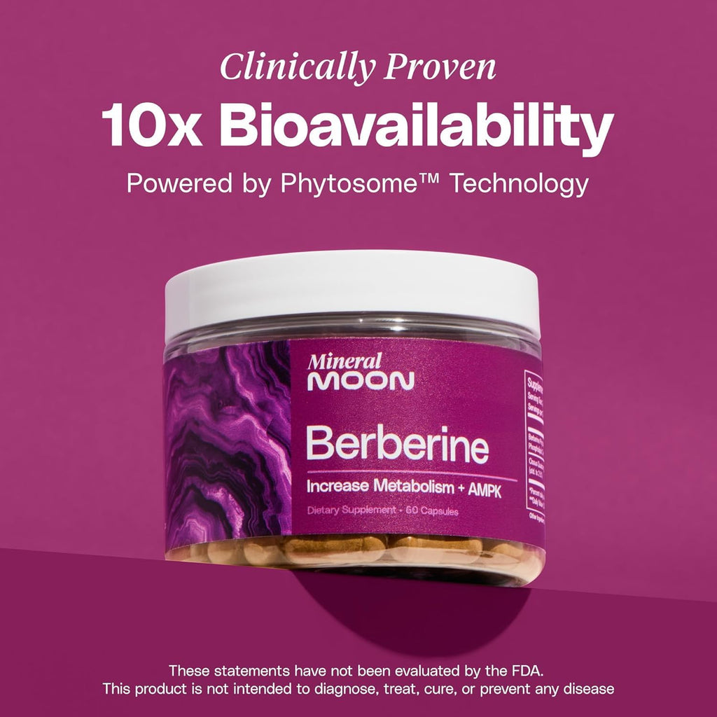 Mineral Moon Premium Berberine Supplement Body Composition, 60 Capsules - with Cissus Quadrangularis & Berberine Phytosome - Supports Overall Wellness - TrustMedUSA