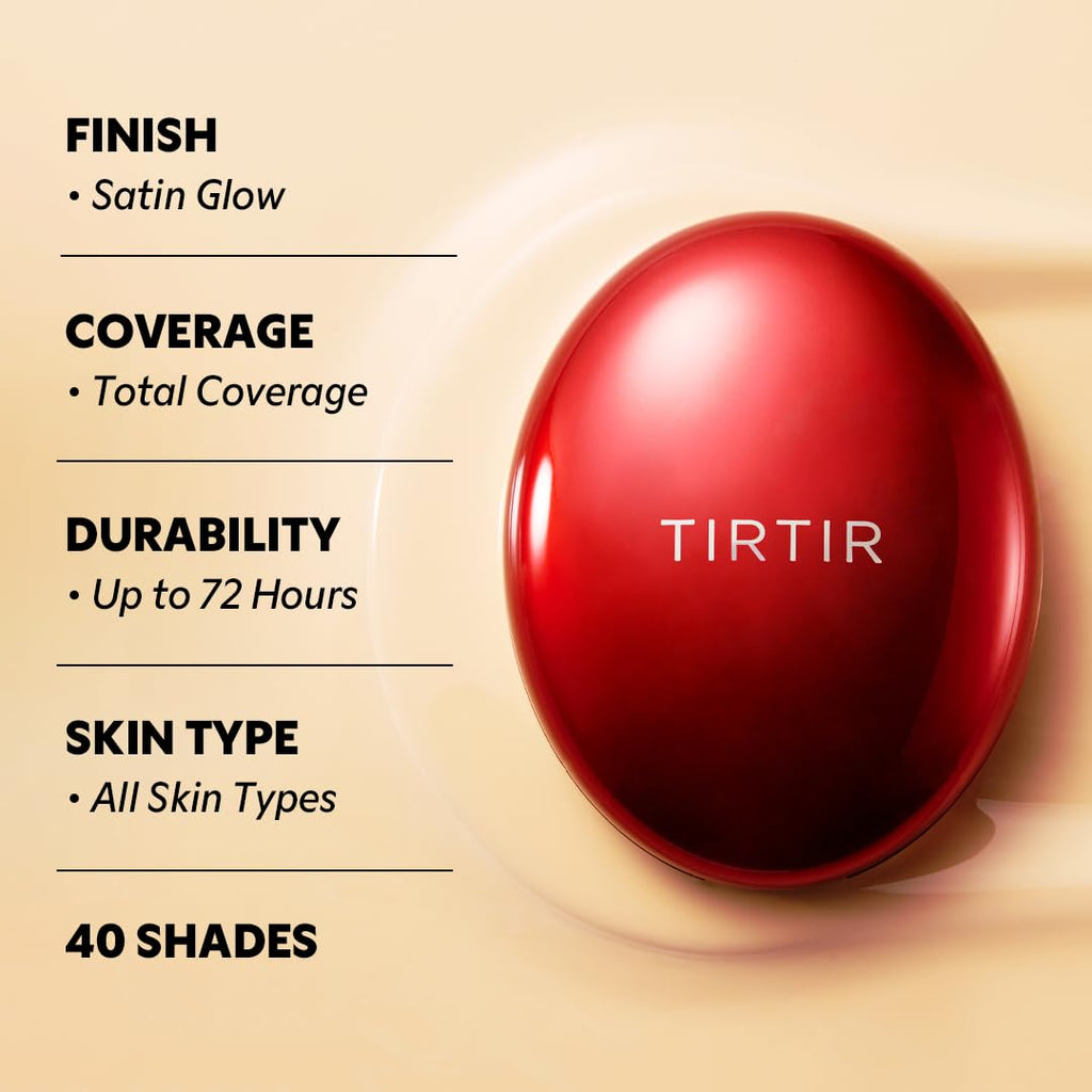 [*Mini Size*] TIRTIR Mask Fit Red Cushion Foundation | Full coverage, Weightless, Skin fit, Satin Glow Finish, Korean Makeup BB Foundation, beauty, Tattoo cover up, Buildable (23N Sand / 0.15 Fl Oz) - TrustMedUSA