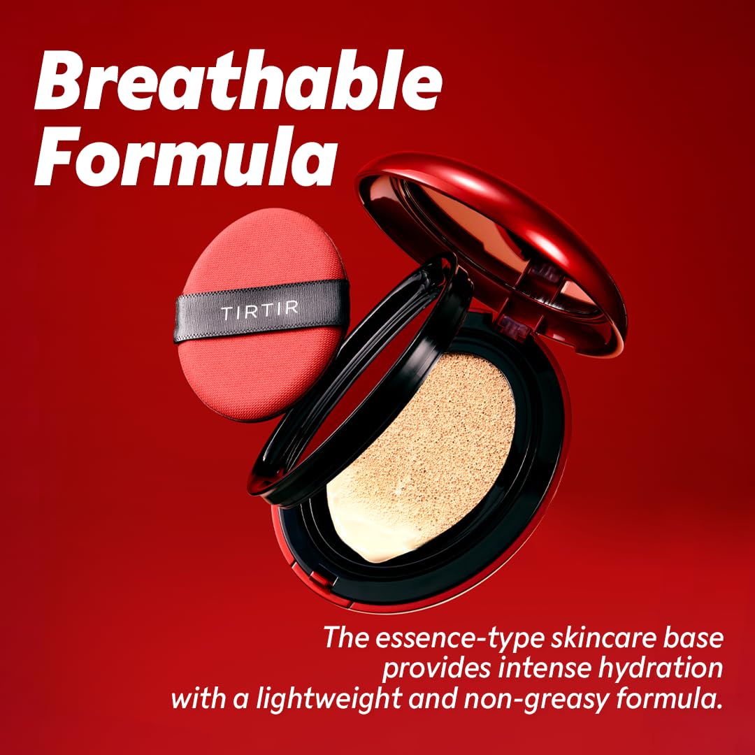 [*Mini Size*] TIRTIR Mask Fit Red Cushion Foundation | Full coverage, Weightless, Skin fit, Satin Glow Finish, Korean Makeup BB Foundation, beauty, Tattoo cover up, Buildable (23N Sand / 0.15 Fl Oz) - TrustMedUSA