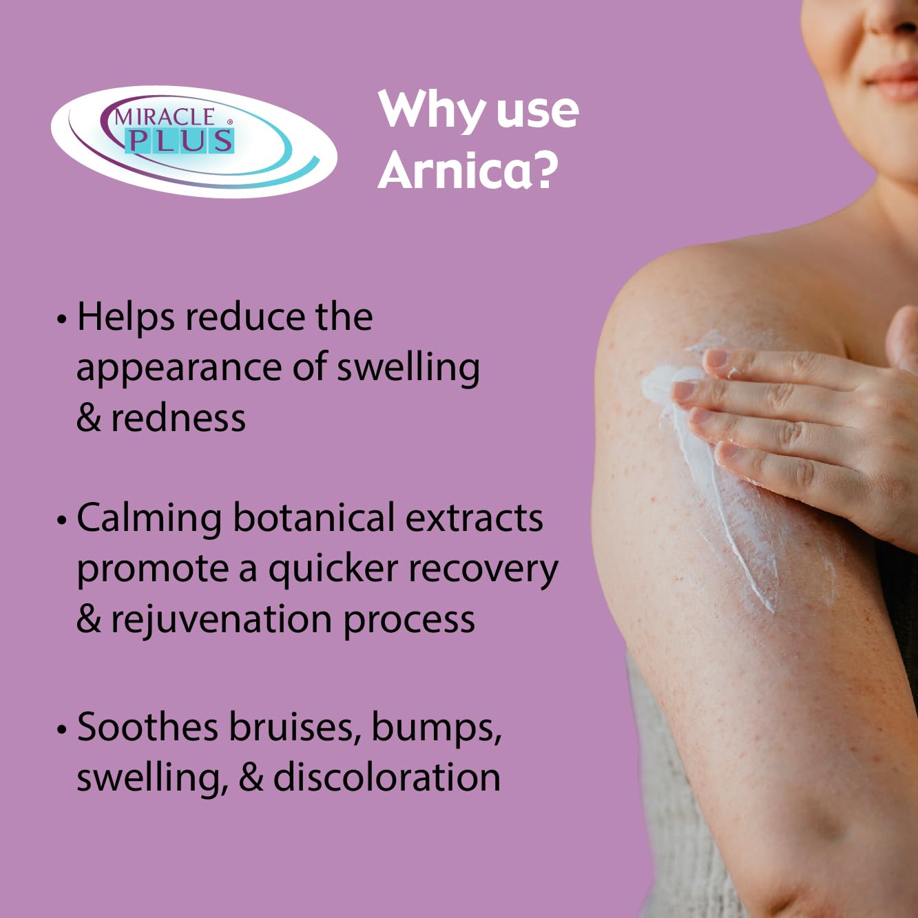 Miracle Plus Arnica Cream Extra Strength Bruise Relief Lotion For Bruising And Swelling On Skin | Arnica Gel, Vitamin K Cream, Skin Care | Moisturizing Bruise Formula With Horse Chestnut, 2-Pack - TrustMedUSA