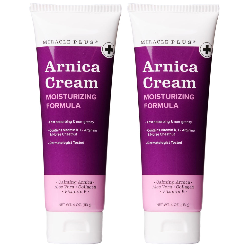 Miracle Plus Arnica Cream Extra Strength Bruise Relief Lotion For Bruising And Swelling On Skin | Arnica Gel, Vitamin K Cream, Skin Care | Moisturizing Bruise Formula With Horse Chestnut, 2-Pack - TrustMedUSA