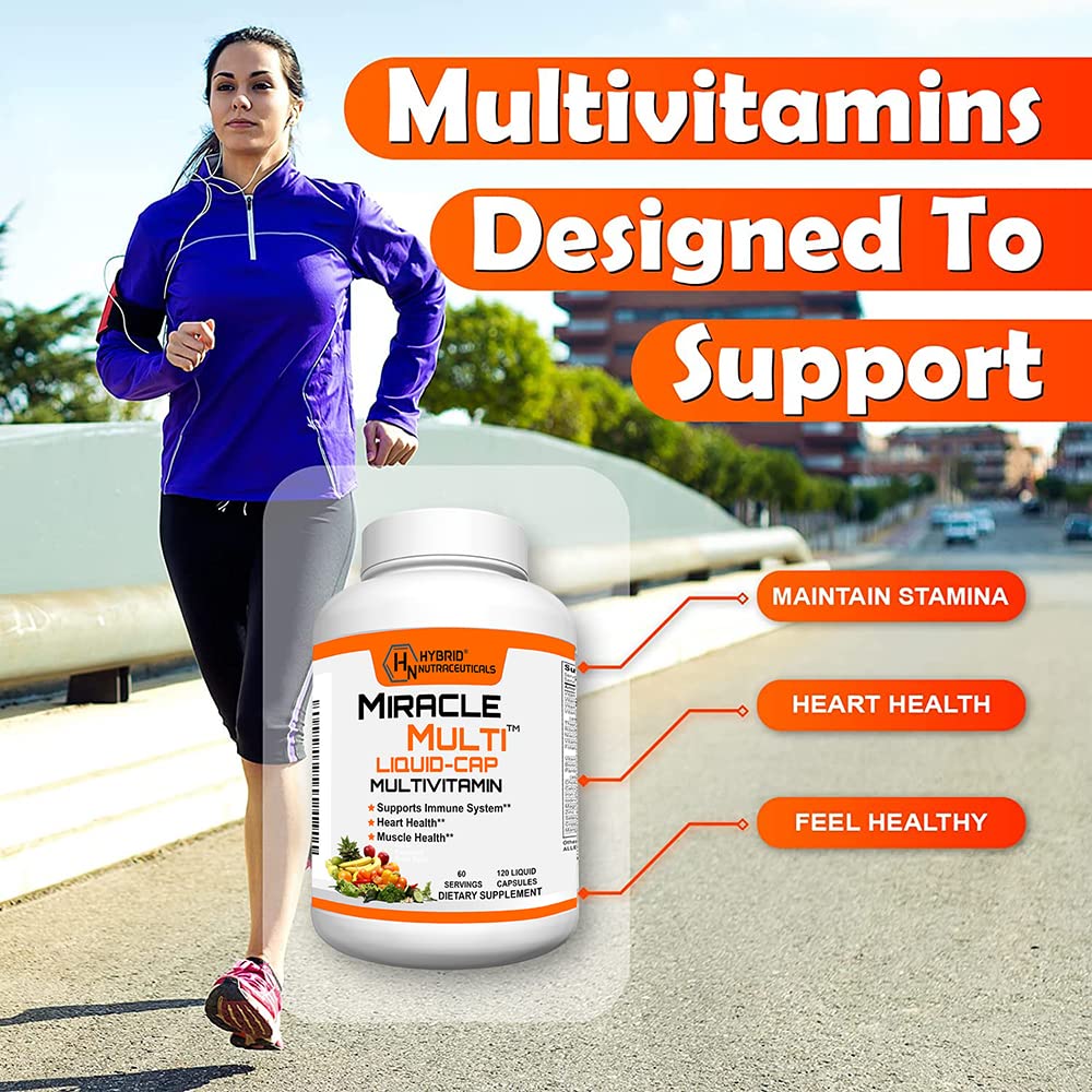 MiracleMulti Liquid Multivitamin Capsules for Men & Women - Complete Whole Food Blend Daily Vitamin & Mineral Supplement with CoQ10, B12, 42 Superfood Enzyme - 120 Softgels - TrustMedUSA