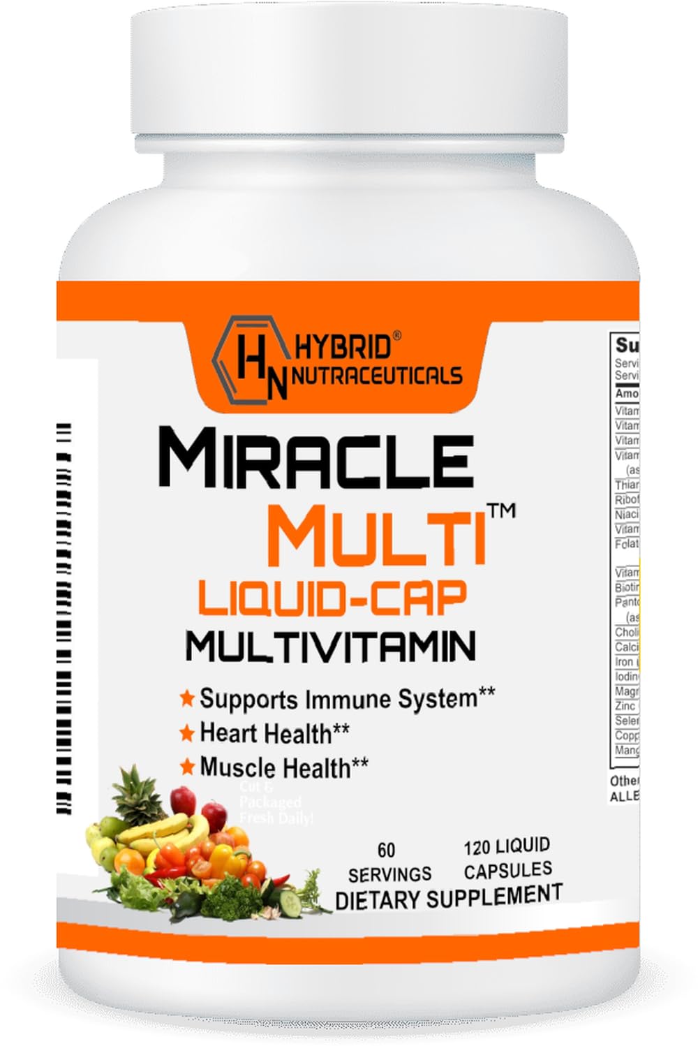 MiracleMulti Liquid Multivitamin Capsules for Men & Women - Complete Whole Food Blend Daily Vitamin & Mineral Supplement with CoQ10, B12, 42 Superfood Enzyme - 120 Softgels - TrustMedUSA