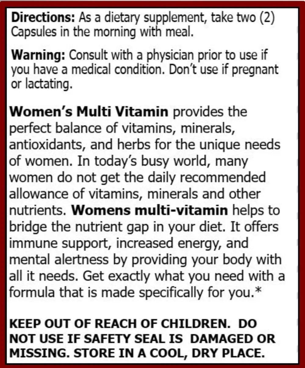 MiracleMulti Multivitamin for Women - Female Support Formula, Immune Support, Minerals, Biotin, Antioxidants & Superfoods Blend – 60 Capsules - TrustMedUSA