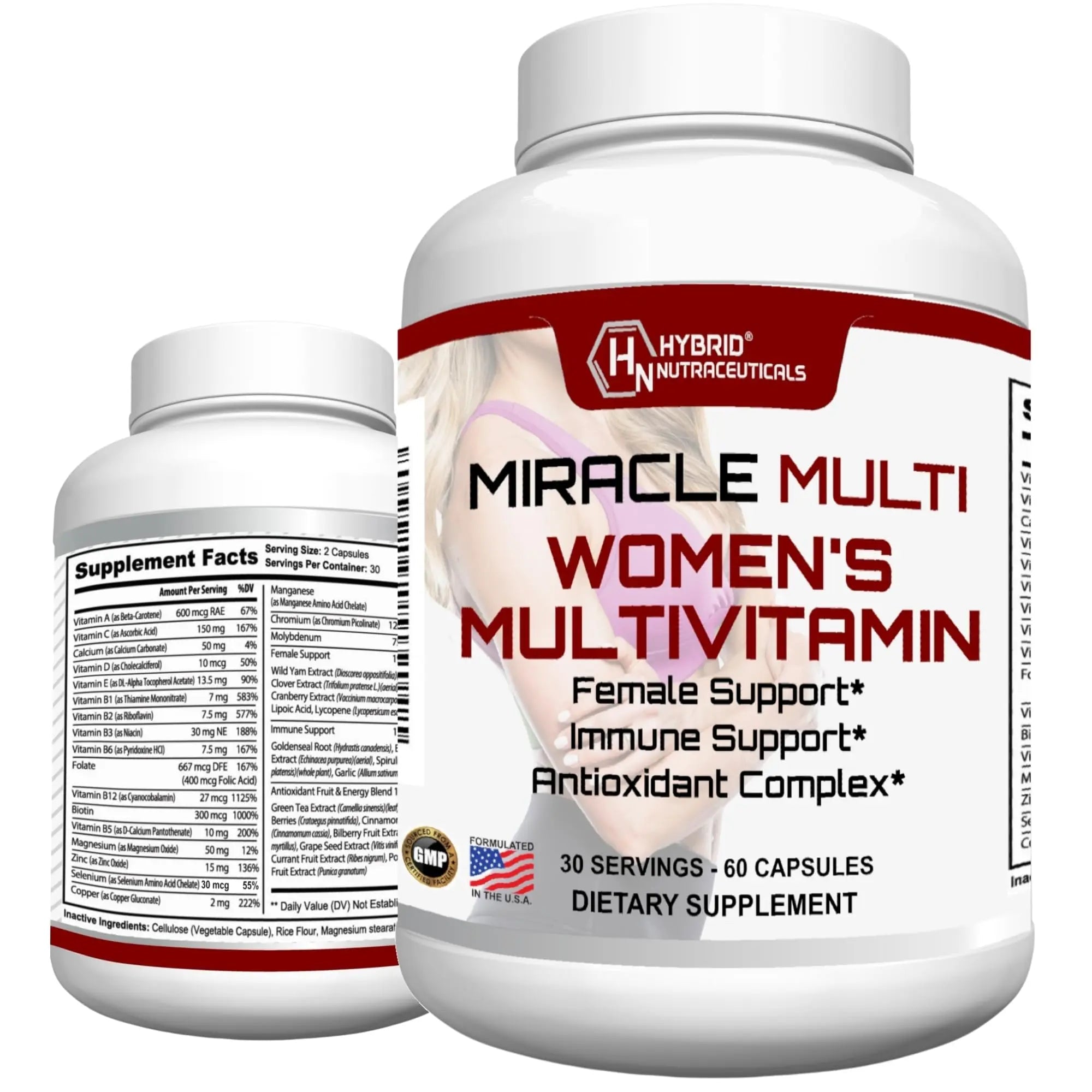 MiracleMulti Multivitamin for Women - Female Support Formula, Immune Support, Minerals, Biotin, Antioxidants & Superfoods Blend – 60 Capsules - TrustMedUSA