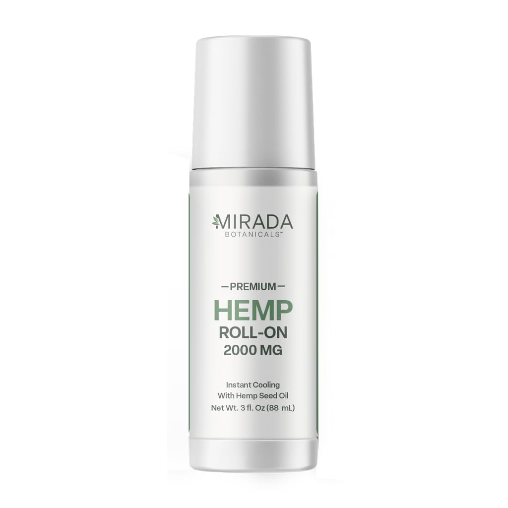Mirada Botanicals Hemp Cooling Relief Roll-On – 2000mg - Menthol & Arnica – Muscle & Joint Support - TrustMedUSA