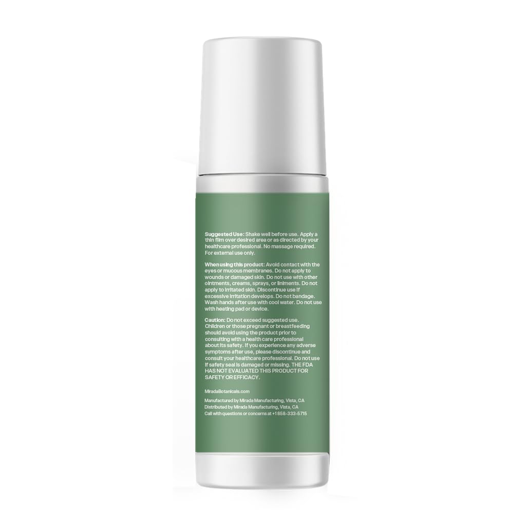 Mirada Botanicals Hemp Cooling Relief Roll-On – 2000mg - Menthol & Arnica – Muscle & Joint Support - TrustMedUSA