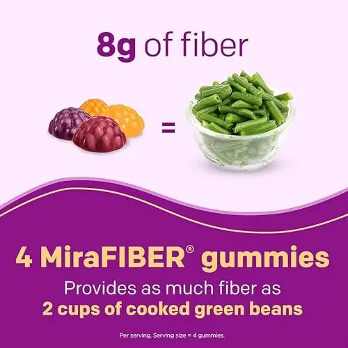 MiraLAX New MiraFIBER Gummies, 8g of Daily Prebiotic Fiber with B Vitamin - TrustMedUSA