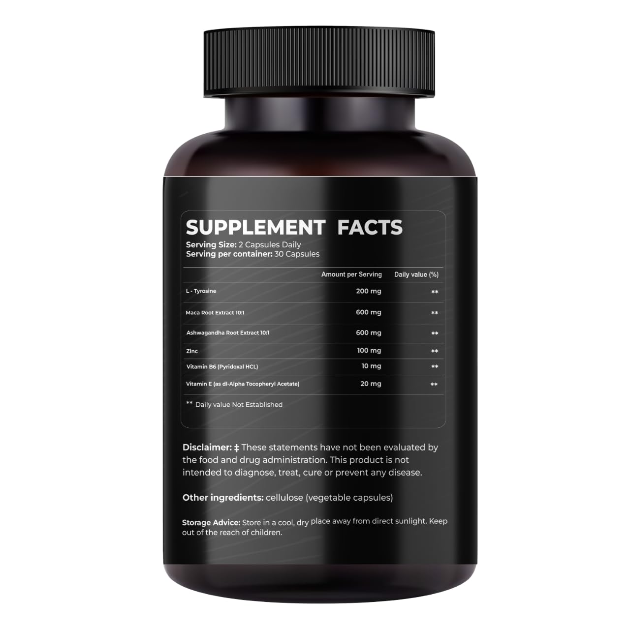 Mishas Nutraceuticals L-Tyrosine with Maca Root, Ashwagandha & Vitamins Complex – Energy, Mental Focus, Stress Relief & Immunity Support – 60 Capsules (30 Servings) - TrustMedUSA
