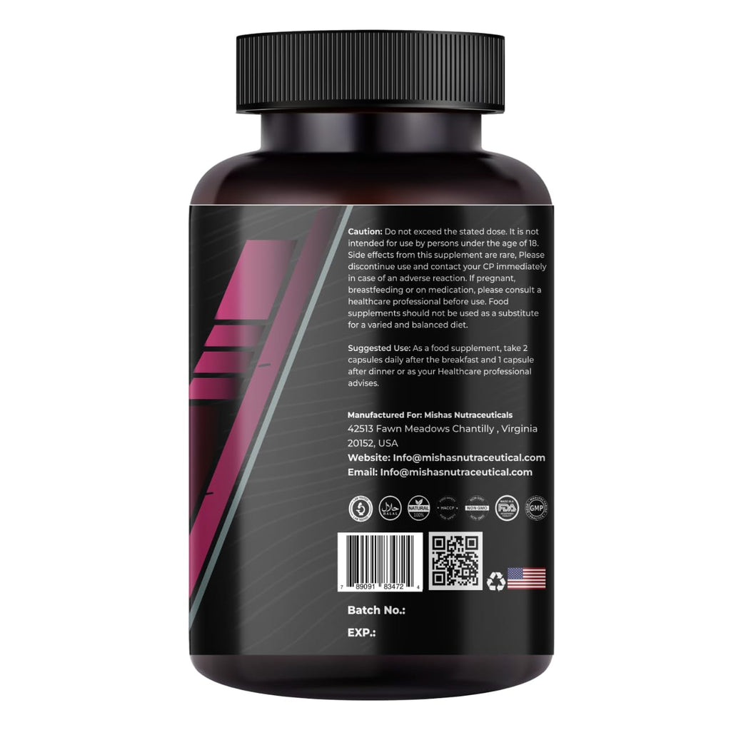 Mishas Nutraceuticals L-Tyrosine with Maca Root, Ashwagandha & Vitamins Complex – Energy, Mental Focus, Stress Relief & Immunity Support – 60 Capsules (30 Servings) - TrustMedUSA