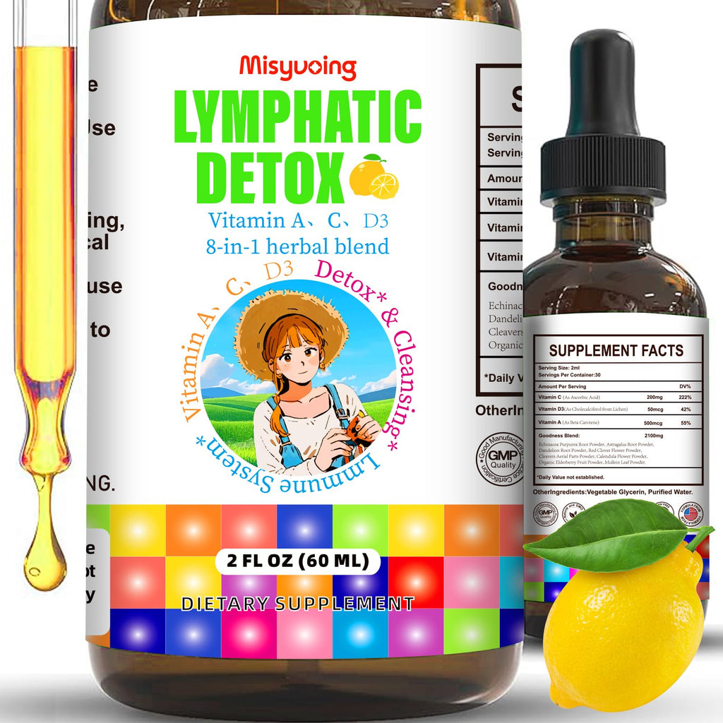 Misyvoing Liposomal Lymphatic Detox & Drainage Drops –Multivitamins A、C、D + Herbal Blend with Elderberry & Echinacea– Supports Lymphatic Drainage, Immune System & Detox - Maple Wellness Supplements